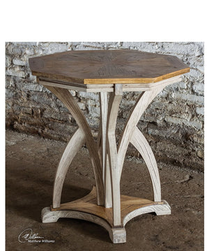 28"H Ranen Aged White Accent Table