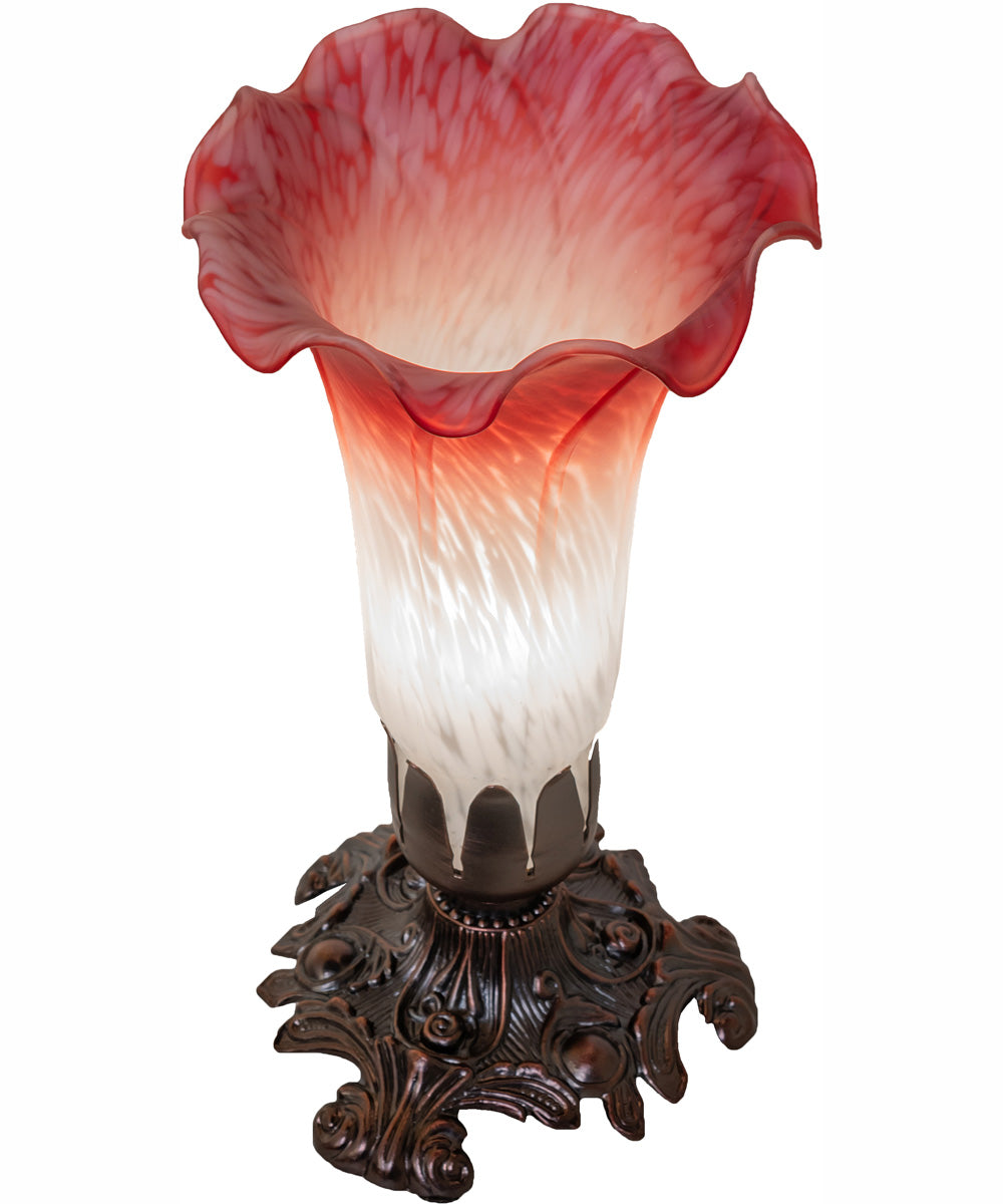 8" High Pink/White Tiffany Pond Lily Victorian Accent Lamp