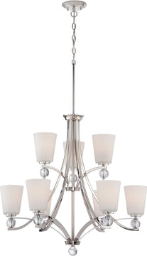 30"W Connie 9-Light Chandelier Polished Nickel
