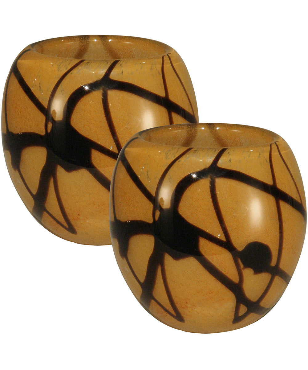San Luis Hand Blown Art Glass Candle Holder 2-Piece Set