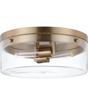 Intersection 2-Light Close-to-Ceiling Burnished Brass