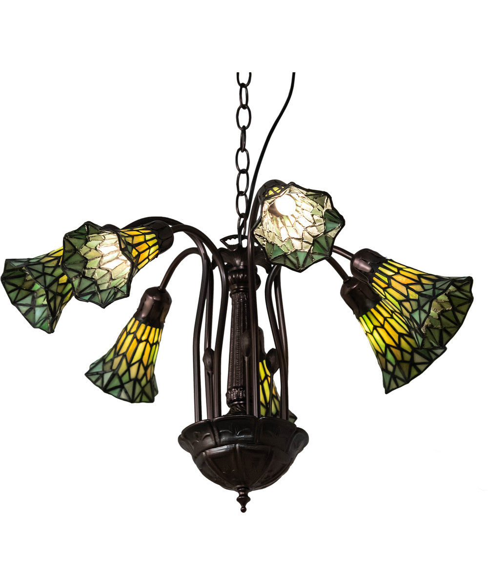 24" Wide Tiffany Pond Lily 7 Light Chandelier