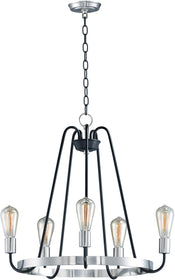 24"W Haven 5-Light Chandelier Black / Satin Nickel