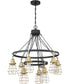 Thatcher 9-Light Down Chandelier Flat Black/Satin Brass