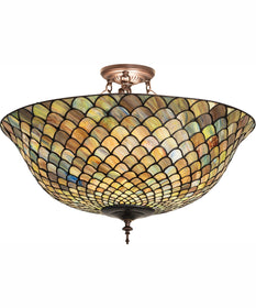 24" Wide Tiffany Fishscale Flushmount