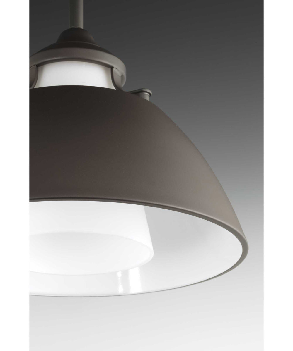 Carbon 1-Light Etched White Glass Mid-Century Modern Pendant Light Graphite