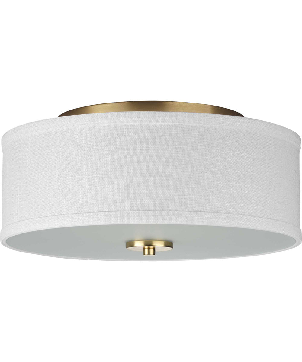Inspire 2-Light Summer Linen Shade New Traditional Flush Mount Light Satin Brass