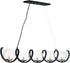 49"W Curlicue 5-Light Pendant Black / Polished Nickel