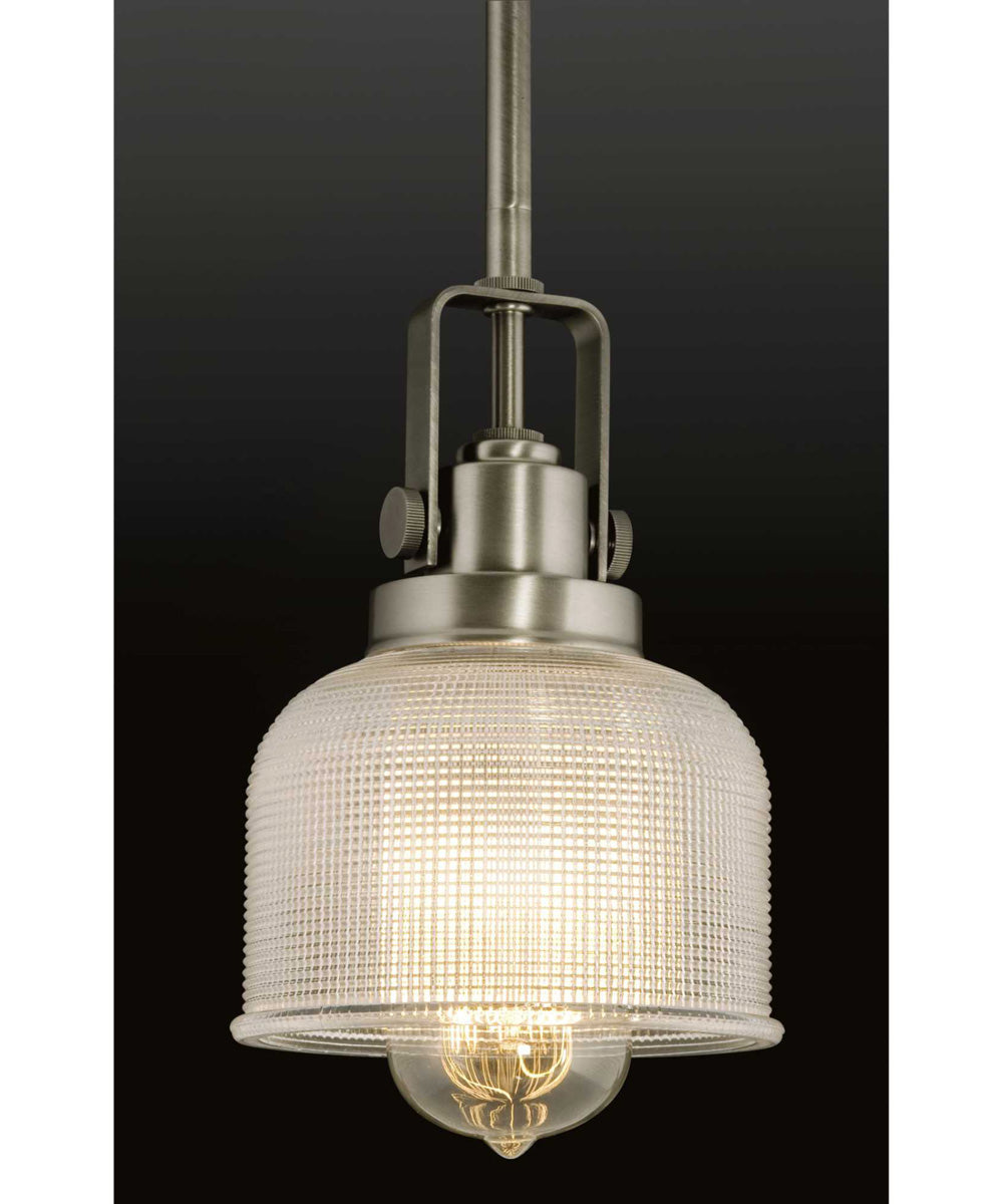 Archie 1-Light Double Prismatic Glass Coastal Mini-Pendant Light Antique Nickel