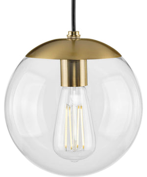 Atwell 8-inch Clear Glass Globe Small Hanging Pendant Light Brushed Bronze
