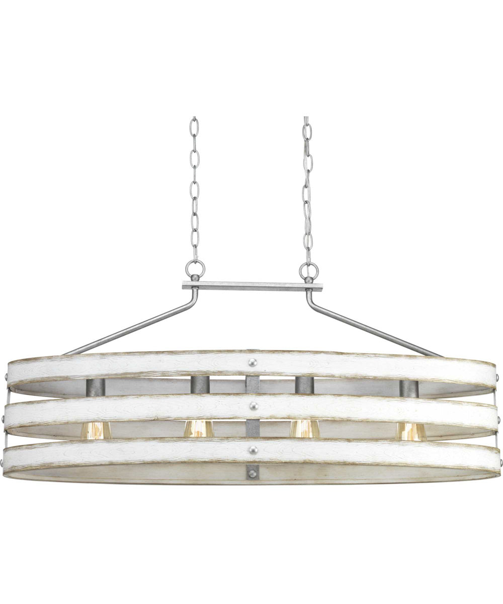 Gulliver 4-Light Coastal Linear Chandelier Light Galvanized Finish