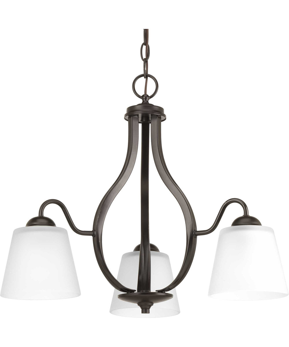 Arden 3-Light Etched Glass Farmhouse Chandelier Light Antique Bronze