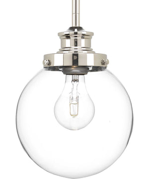 Penn 1-Light Clear Glass Farmhouse Mini-Pendant Light Polished Nickel