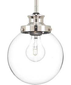Penn 1-Light Clear Glass Farmhouse Mini-Pendant Light Polished Nickel