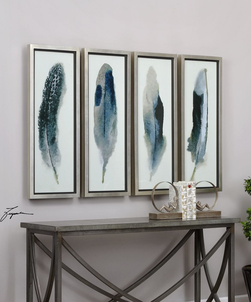 38"H x 14"W Feathered Beauty Prints Set of 4