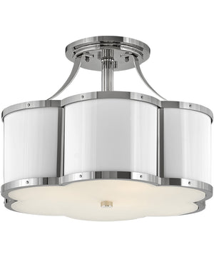 Chance 3-Light Medium Semi-flush Mount in Polished Nickel