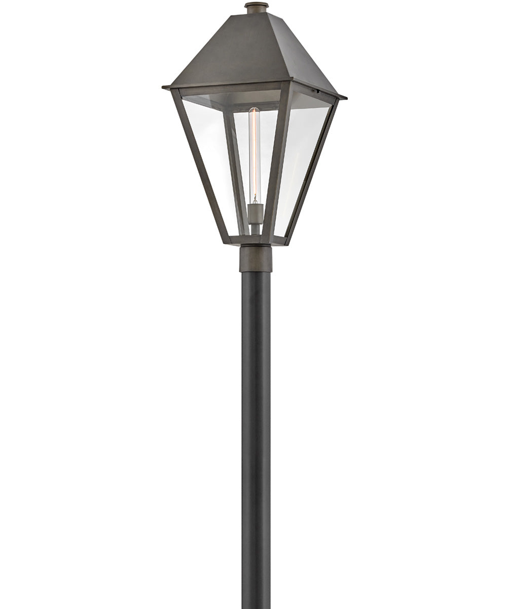 Endsley 1-Light Large Post Mount Lantern in Blackened Brass