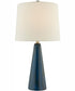 Pillan 1-Light 2 Pack-Table Lamp Blue Ceramichrome/ White Linen Shade