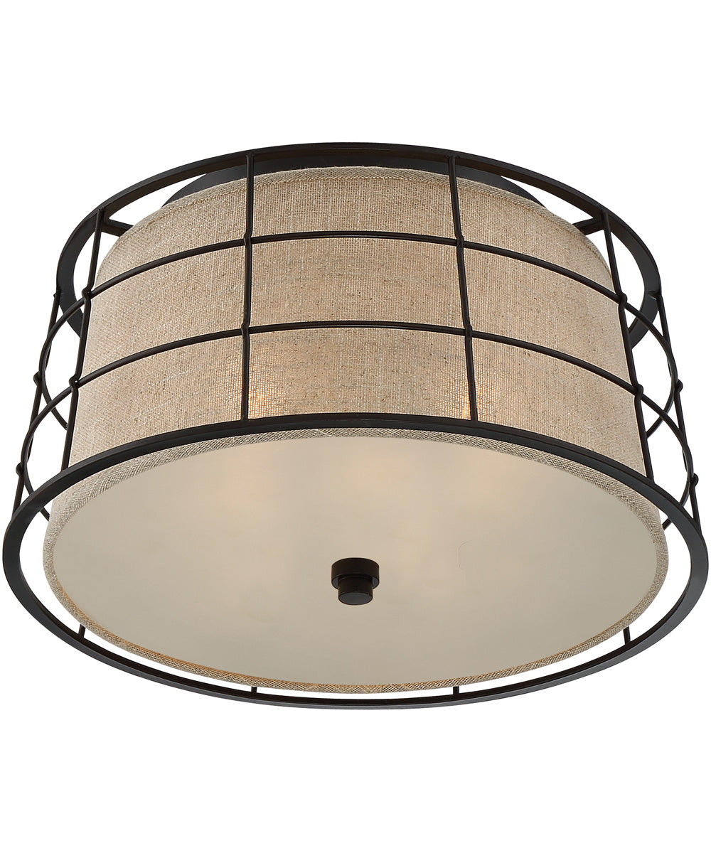 Landings Medium 3-light Flush Mount Mottled Cocoa
