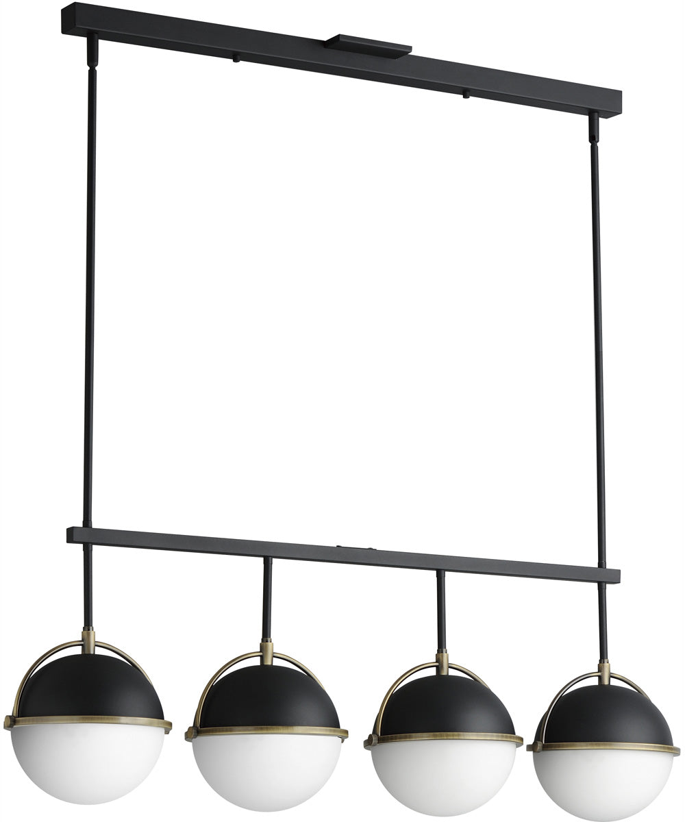 Duke 4-Light Linear Pendant Black/Weathered Brass