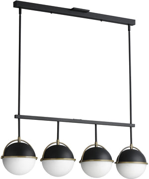 Duke 4-Light Linear Pendant Black/Weathered Brass