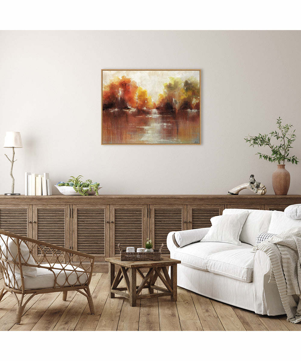 Framed Jeweled Water by Sydney Edmunds Canvas Wall Art Print (42  W x 32  H), Sylvie Maple Frame