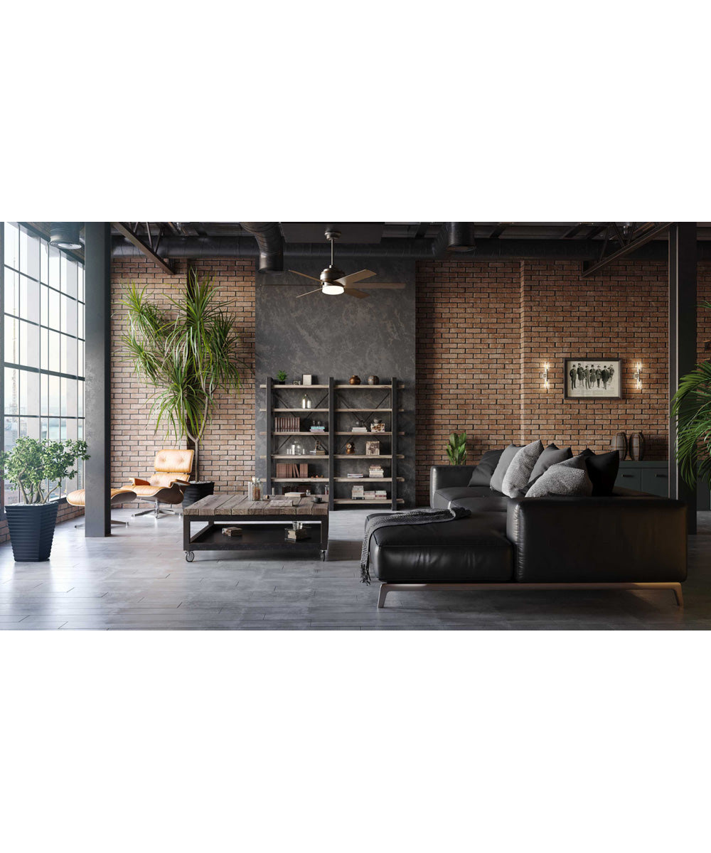 Kaysville 6-Blade Chestnut 56-Inch DC Motor LED Urban Industrial Ceiling Fan Antique Nickel