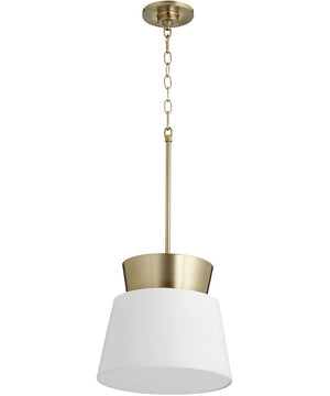 12"W 1-light Pendant Studio White / Aged Brass