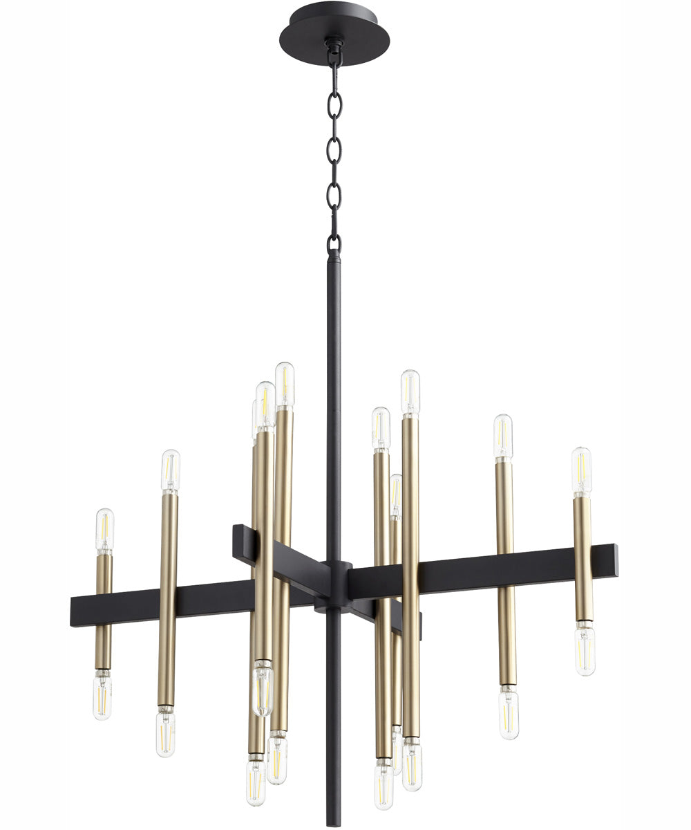 Luxe 20-light Chandelier Textured Black w/ Aged Brass