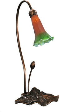 16"H Amber/Green Pond Lily Accent Lamp