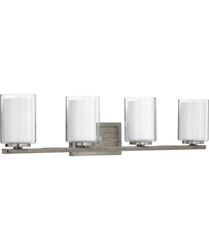 Mast 4-Light Clear Glass Coastal Bath Vanity Light Brushed Nickel