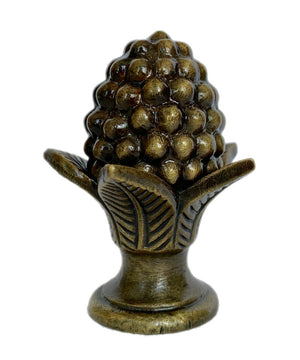 Antique Brass Pinecone Lamp Finial with Antiqued Brass Base 2"h