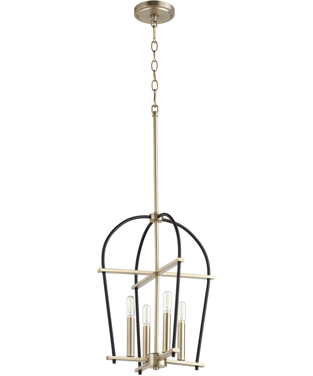 14"W Espy 4-light Entry Foyer Hall Chandelier Noir w/ Aged Brass