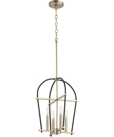 14"W Espy 4-light Entry Foyer Hall Chandelier Noir w/ Aged Brass