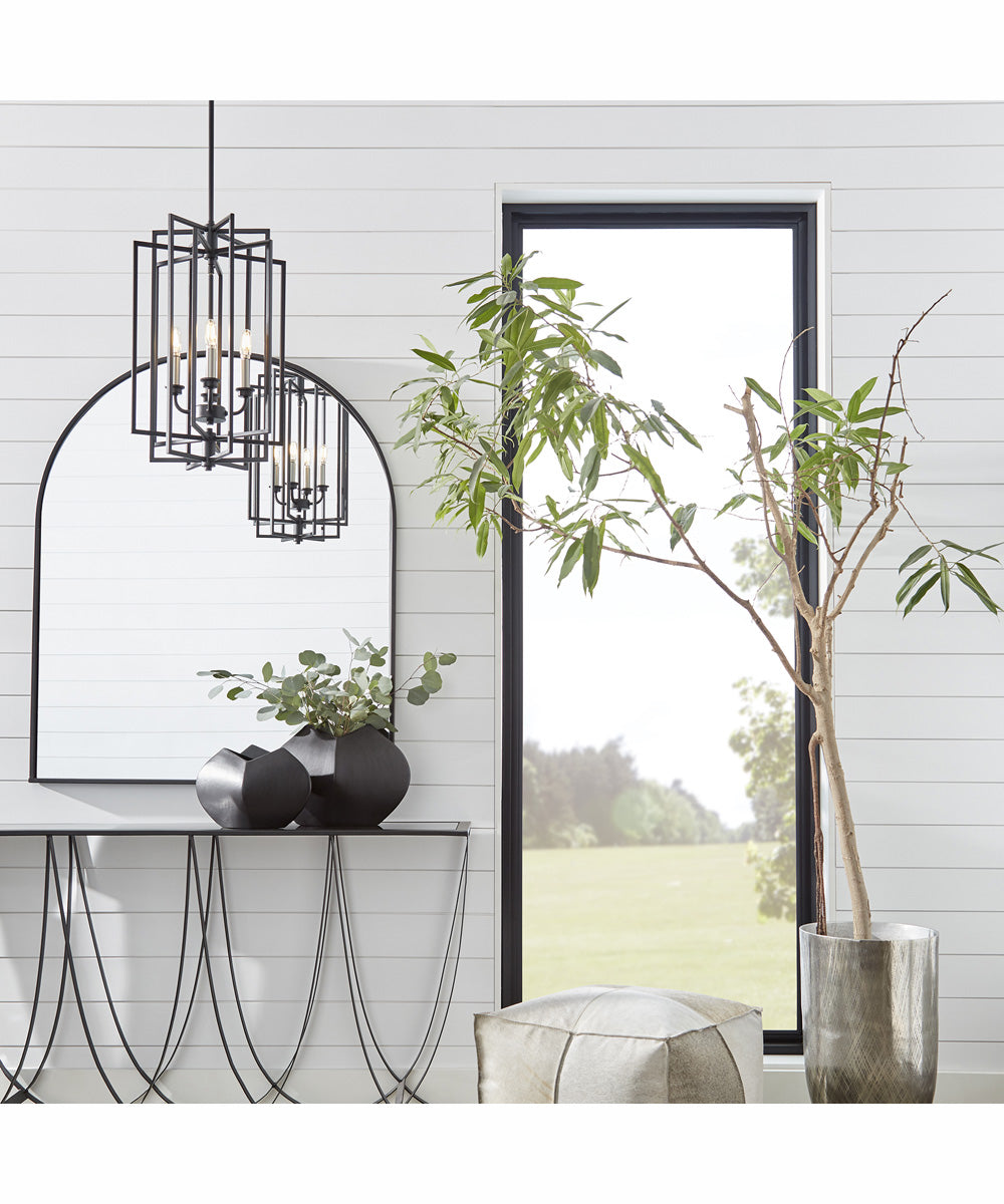 Hammond 4-light Entry Foyer Hall Chandelier Textured Black