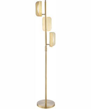 Qwin 3-Light Led 3-Light Floor Lamp Antique Brass/White Acrylic Shade