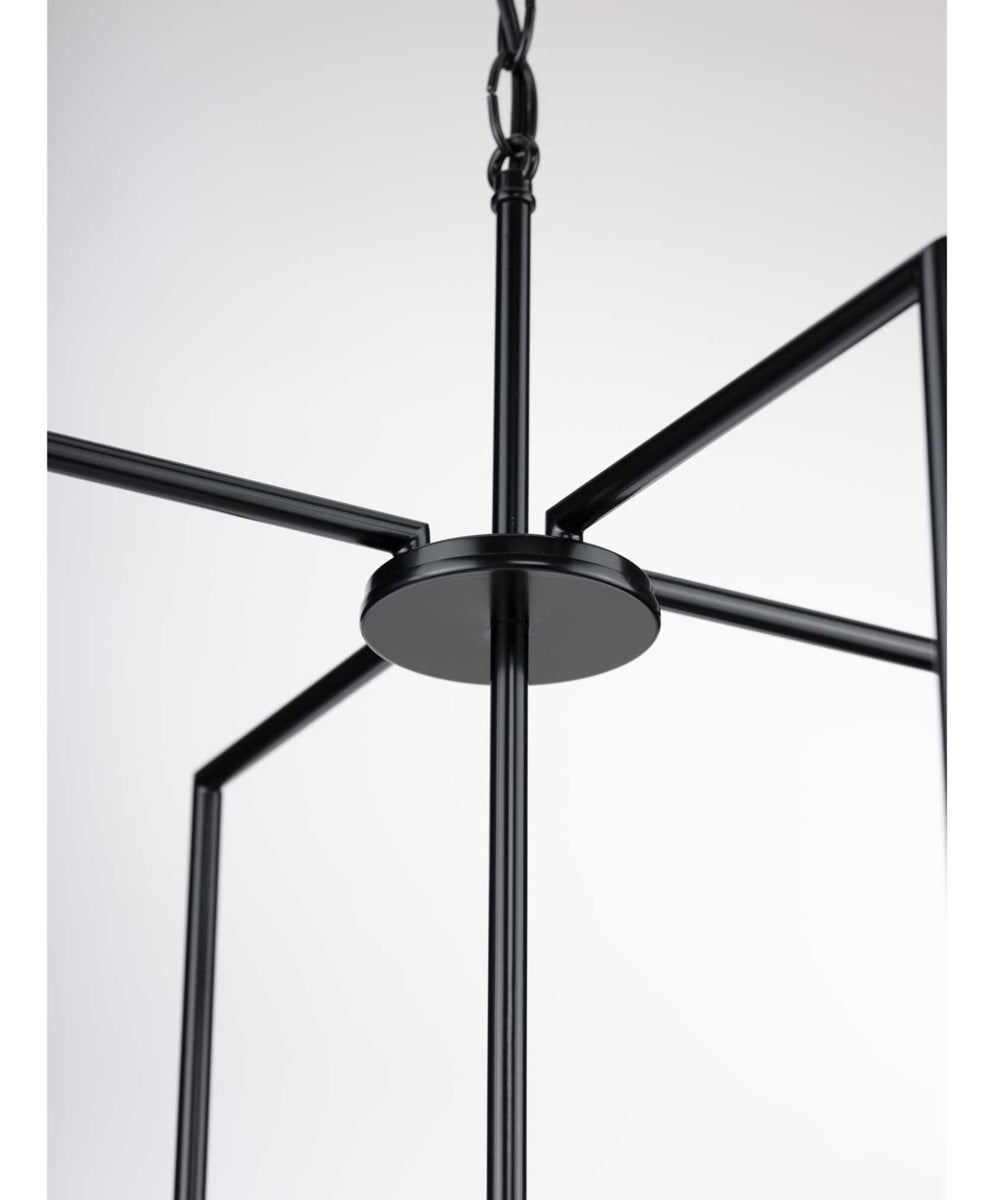 Replay 4-Light Etched White Glass Modern Pendant Light Textured Black