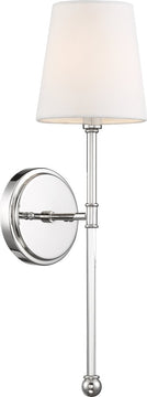 6"W Olmsted 1-Light Vanity & Wall Polished Nickel / White Fabric
