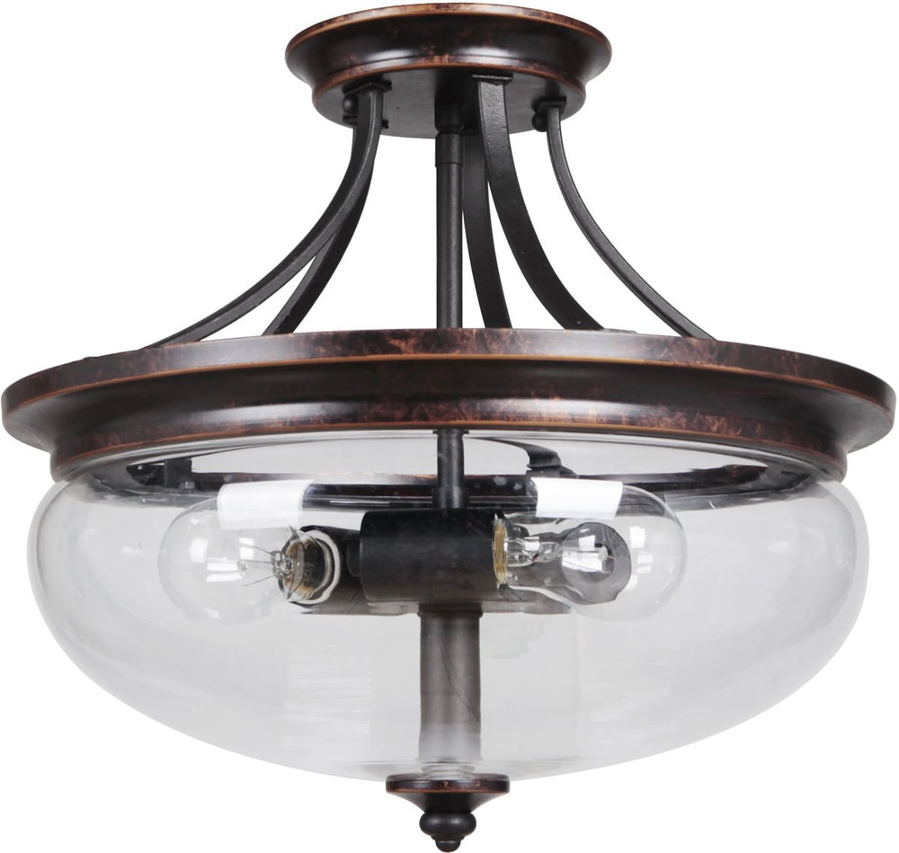 15"W Stafford 3-Light Semi Flush Aged Bronze/Textured Black