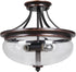 15"W Stafford 3-Light Semi Flush Aged Bronze/Textured Black