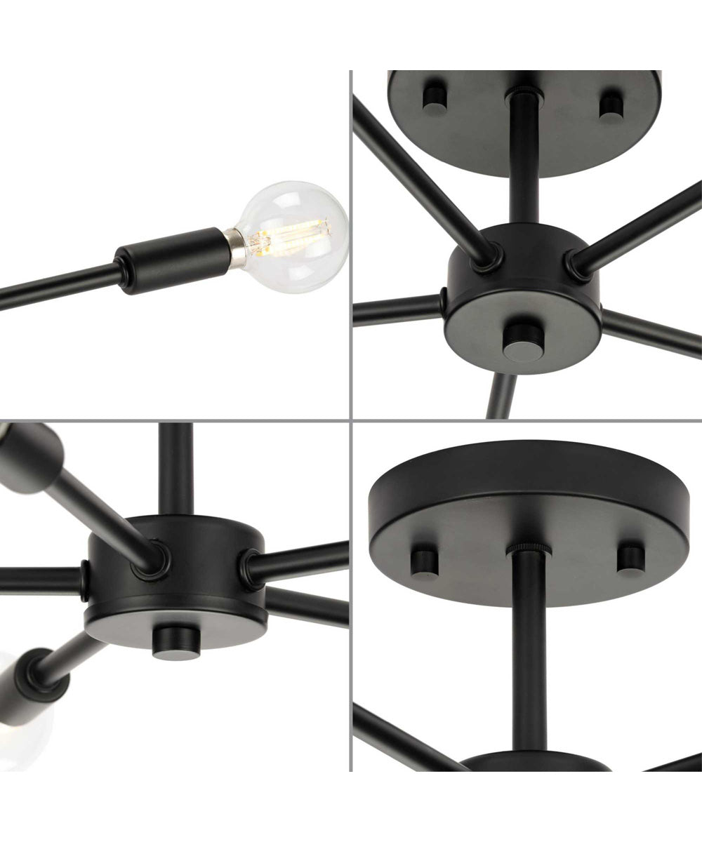 Delayne 5-Light Mid-Century Modern Semi-Flush Mount Light Matte Black