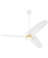 60" Brisa 1-light LED Patio Ceiling Fan Studio White w/ Aged Brass
