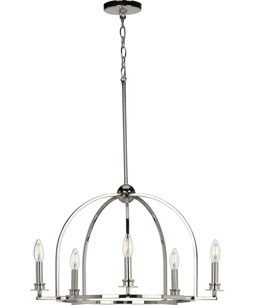 Seneca 5-Light Farmhouse Chandelier Light Polished Nickel
