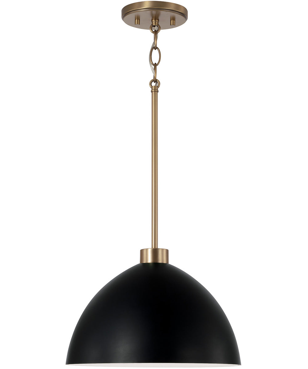Ross 1-Light Pendant Aged Brass and Black
