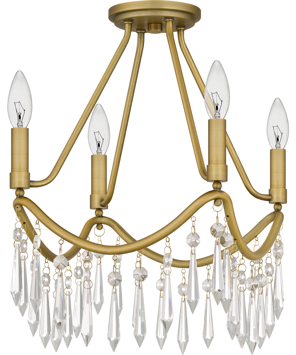 Airedale Small 4-light Semi Flush Mount Aged Brass