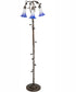 58" High Blue/White Pond Lily 3 Light Floor Lamp