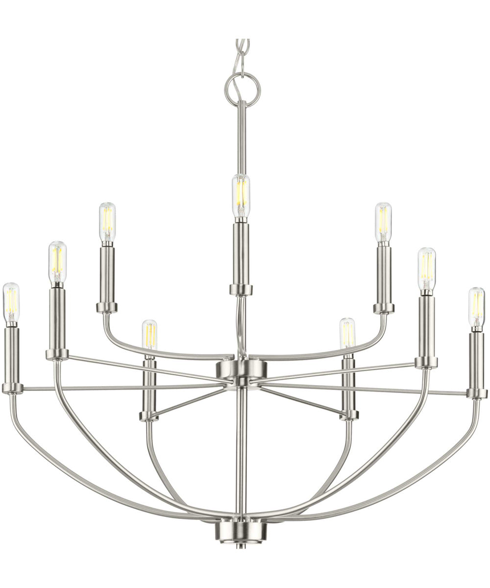 Leyden 9-Light Farmhouse Style Chandelier Light Brushed Nickel