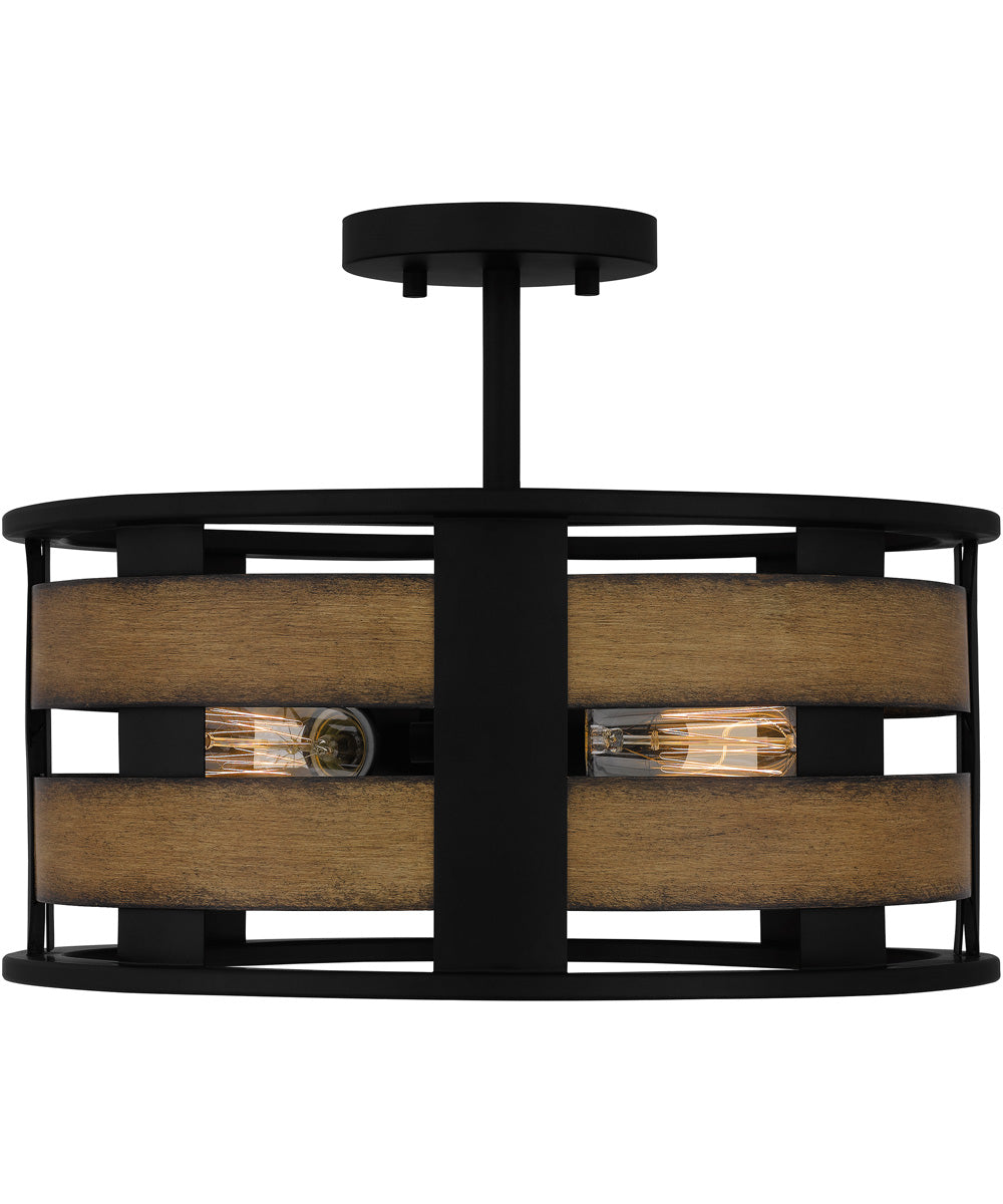 Milton 3-light Semi Flush Mount Matte Black