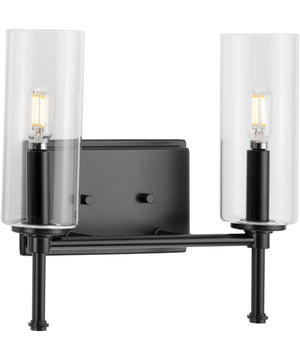 Elara 2-Light New Traditional Clear Glass Bath Vanity Light Matte Black