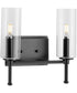 Elara 2-Light New Traditional Clear Glass Bath Vanity Light Matte Black
